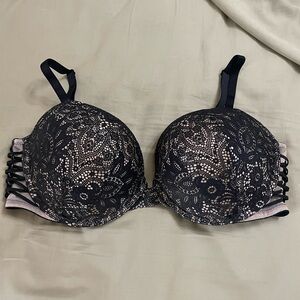 Victoria's Secret Black Lace Bra with Nude Accents